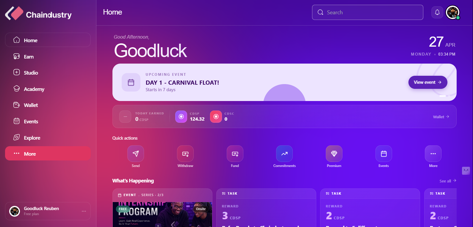 Desktop screenshot of Chaindustry App hero section