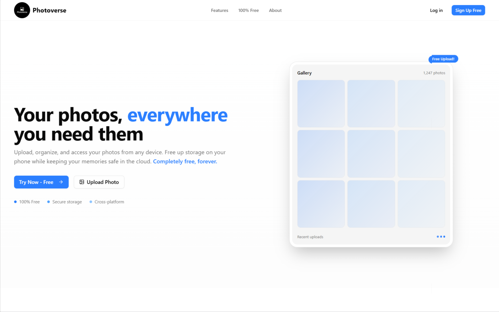 Photoverse V1 landing page