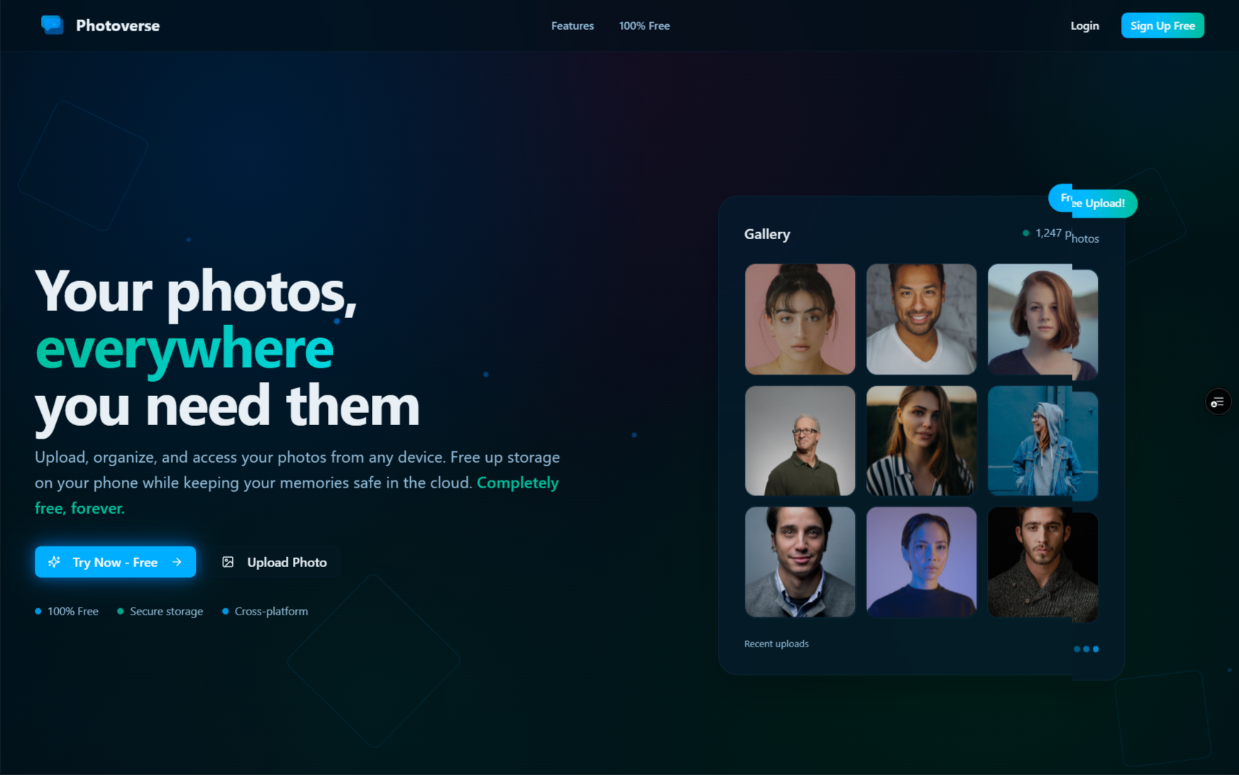 Photoverse V2 Landing page