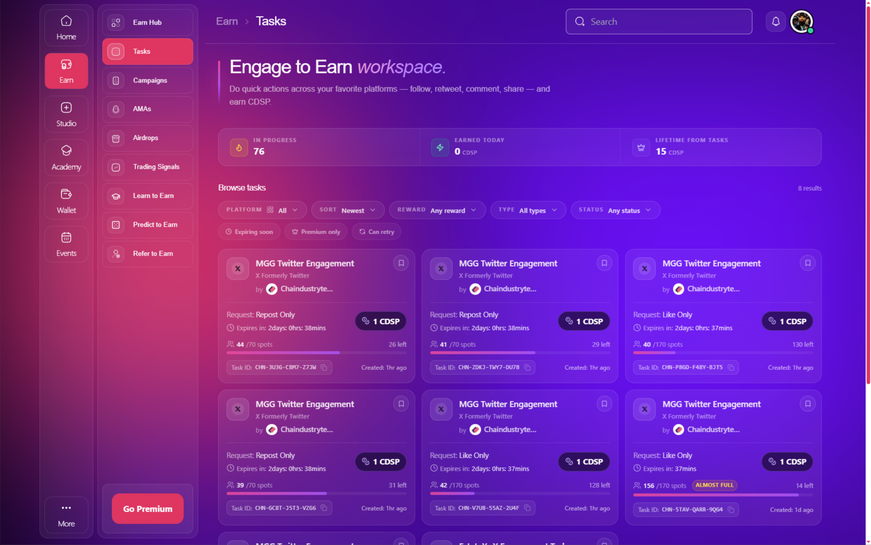Desktop Screenshot of Chaindustry Task Page